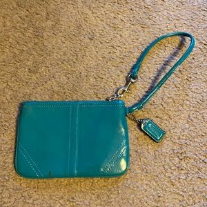 EUC Coach teal wristlet
